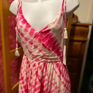 Pink tie die summer dress